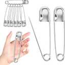 AZUREAL 5 Inch Jumbo Oversized Safety Pins 7P, Giant Heavy Duty Stainless Steel Extra Large Safety Pins, for Blanket Leather Canvas Outdoor Craft Laundry (Silver)