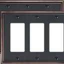 2-Pack Decorative Tripple Decorator Outlet Cover Plate, Durable Zinc Alloy Aged Bronze Wall Plates for Electrical Outlets, Receptacle, GFCI Outlet, Dimmer Switch, 3-Gang, Corrosion Resistant