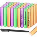 45 Pcs Halloween Plastic Test Tubes Set Green Purple Orange Plastic Shot Tubes for Liquor Candy 16 x 100 mm 13 ml with Black Marker Without Lids for Party Supplies Science Experiments