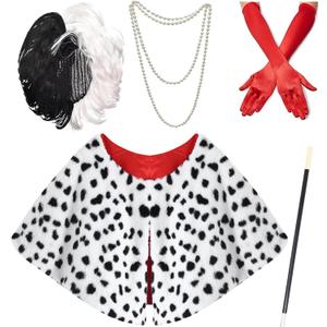 Halloween Costume for Women 2025 Dalmation Black White Coat Cosplay Wig