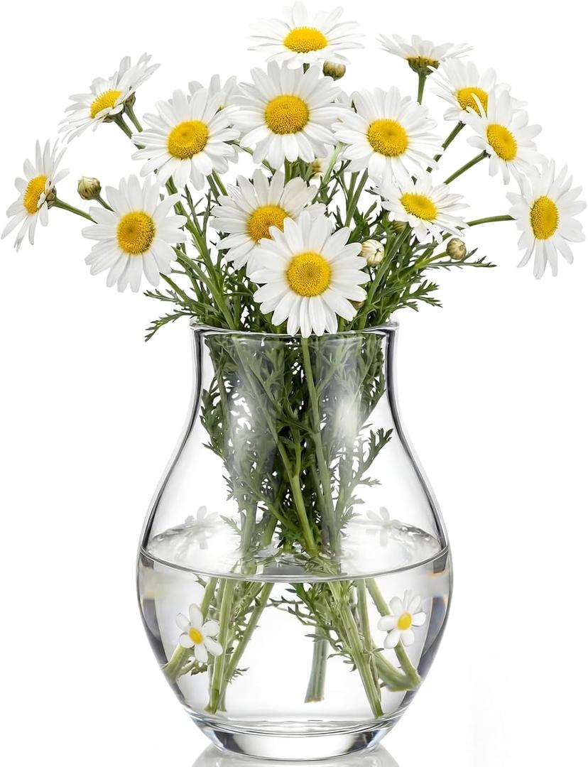 1 Pcs Daisy Icon Glasses Flower Vase, Daisy Flower Vase for Centerpiece Living Room Kitchen Office Wedding Birthday Party Supplies Gift