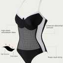 SUUKSESS Womens Tummy Control One Piece Swimsuit Sexy Crisscross Back Bathing Suit (Black, L)