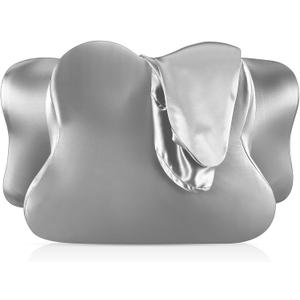 Cervical Neck Pillowcase (Only Pillowcase) Satin Pillow Cover with Zipper Ergonomic Contour Pillow Cover for Side Back Stomach Sleepers(Gray,Queen Size)
