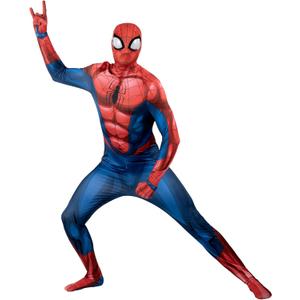 MARVEL Spider-Man Official Adult Deluxe Zentai Halloween Costume - Stretch Spandex with Hidden Zippers and Wrist Slits (M)