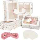 24 Sets Christmas Cookie Boxes with Window Treat and Pastry 9x6x3 Inches Gold Bakery Boxes Container for Gift Giving Christmas Chocolate Covered Strawberries,Donut,Mini Cake Packaging Boxes