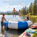 10 Ft Inflatable Water Trampoline, Floating Bounce Swim Platform with Rope Ladder for Lake & Water Sports