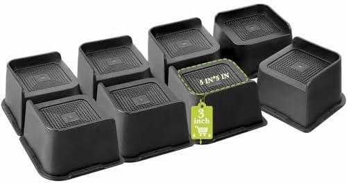 Yookwutar Bed Risers 2 inch, 3 inch, 4 inch, 6 inch, 8 inch Heavy Duty, Oversized Furniture Riser for Couch Sofa Table Chair Leg Frame Dorm, Support up to 6000 Lbs (Black 8 Pack, 3 inch)