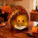 Halloween Ghost Night Light Set - Ghost Bubble Bath Lamp & Ghost Reading Book Lamp, USB-Powered Spooky Cute LED Decor for Kids Adults, Bathroom Bedroom, Gift-Ready Packaging (Orange)