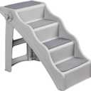 Amazon Basics Foldable Non-Slip Pet Stairs for Small Dogs and Cats, Senior Pets, Easy to Climb, 14.6" x 22.75" x 19.5", Grey