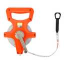 QWORK 1/2" x 100' Fiberglass Tape Measure, Engineer's Open Reel Dual Sided Measure, Orange