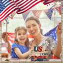 4 Pcs 4th of July Decorations Patriotic Tiered Tray Decorations Signs Rustic Memorial Day Decor Book Block Sign for 250th Anniversary Farmhouse Table Home Tabletop Shelf(Map)