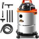 Armor All VO408S 0901 4 Gallon 3 Peak HP Stainless Steel Wet/Dry Vacuum, Orange