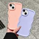 Slim Fit Case for iPhone 15 Plus and iPhone 14 Plus 6.7-Inch, Wave Frame, Cute Soft TPU Thin Protective Phone Cover for Women, Light Purple