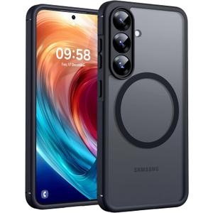 TOCOL for Samsung Galaxy S25 Case, Upgraded Full Camera Protection, Compatible with Magsafe, Drop Protection Slim Magnetic Matte Back Cover for Galaxy S25 6.2-Inch (Black)