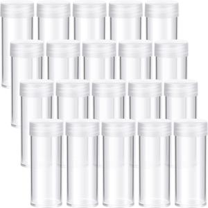 Qunclay 60 Pieces Quarter Tubes for Coins Clear Plastic Quarter Storage Tubes with Screw Lid Containers for Coins Collection Supplies, 3 x 1 Inch