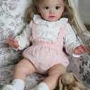 Pinky Reborn Big Size 26 Inch Big Realistic Reborn Toddler Girl Doll Handmade Silicone Soft Vinyl Limbs and Cloth Body Baby Doll that Look Real Lifelike Newborn Baby Dolls Toy Set for Kids