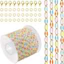 2 x 4 Meters Colorful Oil Drip Cable Chain for Jewelry Making, KC Gold Plated Brass Chain for Women, Mixed Color Dripping Oil Cable Links, Necklace, DIY Jewelry(30 Open Jump Rings+10 Lobster Clasps