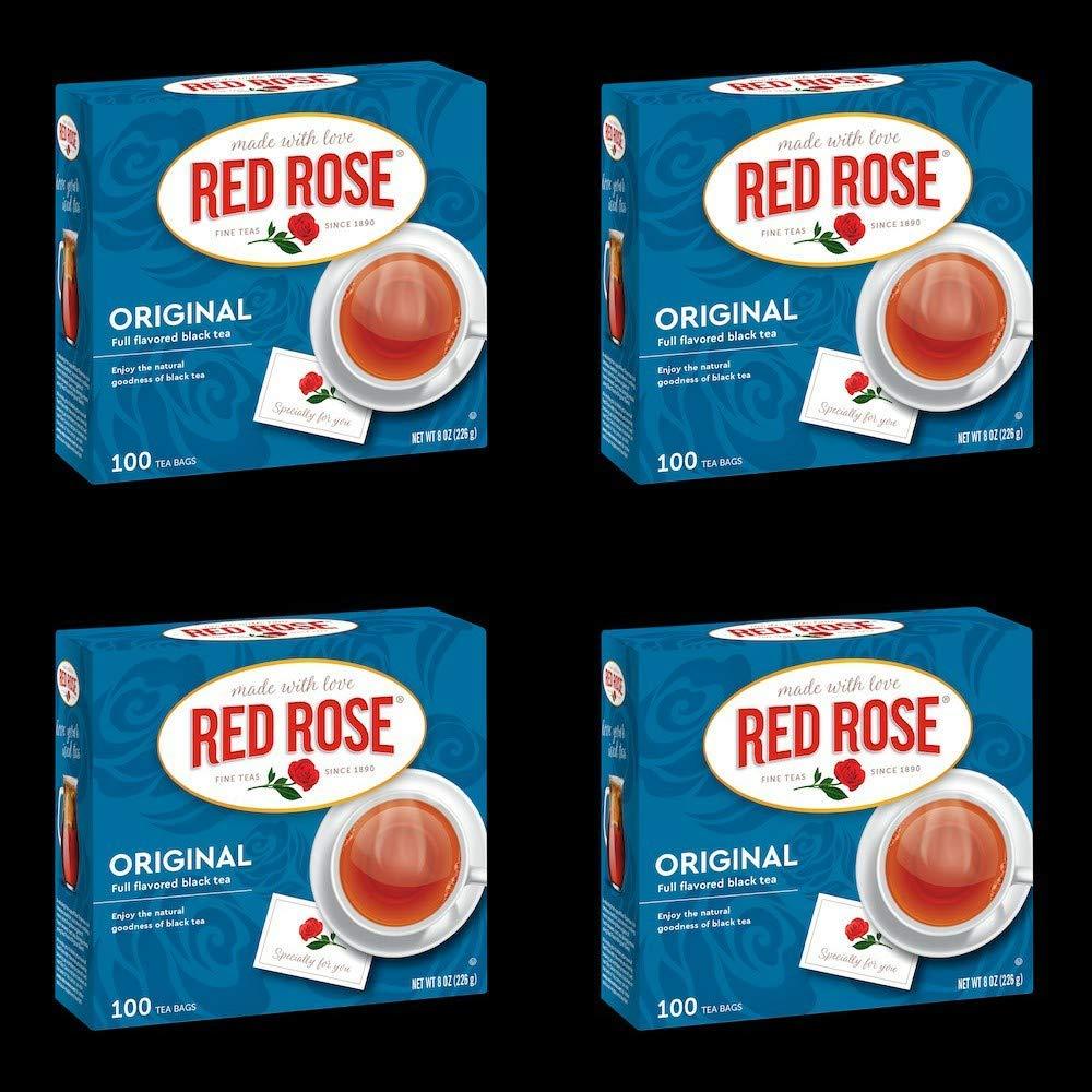 Red Rose Original Flavor Tea Bags, 100 Count (Pack of 4)(BB: June 3, 2027)