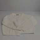 PRETTYGARDEN Women's Chunky Knit Open Front Sweater Long Sleeve Button Loose Short Cardigan Outerwear Coats (Large, White)