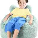 Aodenge Bean Bag Chair for Kids with Plush Faux Fur Cover, 2.5FT Memory Foam Filled Bean Bag for Teens & Kids, Lazy Sofa for Living Room/Bedroom/Dorm, Rabbit-Ears Design (Frost Green)