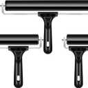 3 Pack Printmaking Brayers - Premium Brayer Rollers for Crafting, Hard Rubber Roller Brayers, Vinyl Roller Ink Paint Brush for Wallpapers Stamping Gluing Application (2.4, 4, 7.9) (Black)