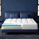 Belffin Queen Size Dual Layer 4 Inch Thick Memory Foam Mattress Topper, 3 Inch Gel Memory Foam for Pain Relief Support Plus 1 Inch Cooling Pillow Top Mattress Pad Cover Odor-Free, White