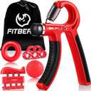 FitBeast Grip Strengthener Forearm Strengthener Hand Grips Strengthener Kit - 5 Pack Adjustable Resistance (Red)
