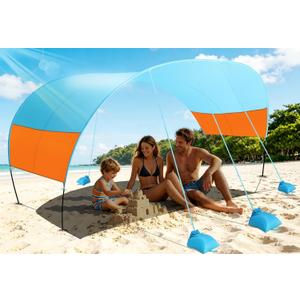 Beach Canopy Sun Shade, Beach Tent Sun Shelter Wind Sail Camping Sun Shelter Portable Seaside Tent Shelter Canopy Outdoor Beach Sun Shade for Family Vacation and Camping (Patent Pending)