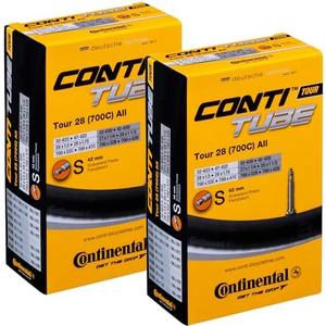 Continental 700x32-47 (28x1.5-1.75") / 32-622 -> 47-622 Inner Tubes - 42mm Presta Valve (Pack of 2 Tubes) (Retail Packaging, 700x32-47)