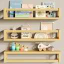 Upgraded Thick Floating Shelves - Multi-Use Wall-Mounted Bookshelves for Kids and Nursery, Ideal for Books, Toys, Spice Rack, Decor - NaturalWood (15.75 Inch)