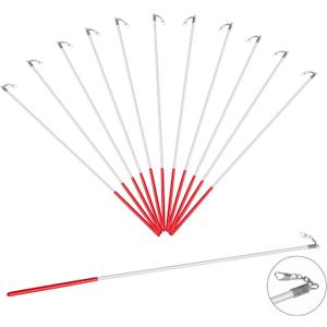 4 x 12 Pack Gymnastic Batons Ribbon Sticks 19 Inch Gymnastics Sticks, White Rod Red Handle, Portable Ribbon Pole Wand, No Ribbons Included