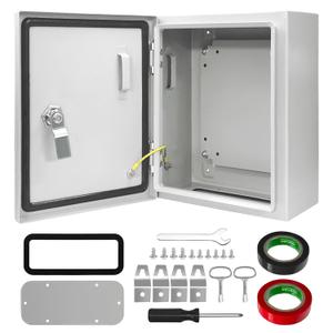 Outdoor Electrical Box 12 x 10 x 6'' Steel Electrical Junction Box NEMA 4X Steel Enclosure Box IP66 Outdoor/Indoor Waterproof & Dustproof Metal Box with Lock & Mounting Plate (12 x 10 x 6)
