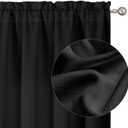 Chyhomenyc Black Curtains 96 Inch Length 2 Panels, Faux Linen Textured Semi Sheer Light Filtering Airy Soft Privacy Farmhouse Curtain Drapes for Living Room Bedroom, Each 40" Wx96 L