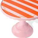 Pink/Red Blue Distressed Stripe Melamine Cake Stand for Celebrations by Emergency Confetti – Tiered Dessert Display at Birthdays, Weddings & All Gatherings – Stylish Presentation In Every Occasions