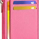 Tipmile Credit Card Holder for Women Slim Minimalist Front Pocket RFID Blocking Wallet Small Compact Card Case with ID Window, Vibrant Pink