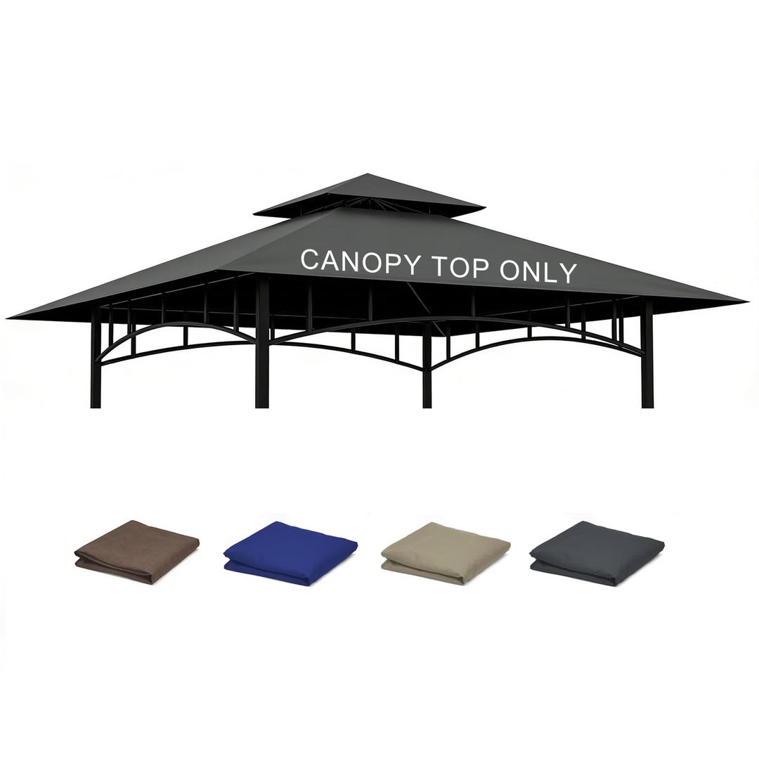 Grill Gazebo Replacement Roof, 5x8ft Outdoor BBQ Gazebo Canopy Cover, Double Tiered Grill Gazebo Replacement Roof for #L-GG001PST-F (Gray)