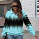 YeGine Womens Sweatshirt Oversized Quarter Zip Pullover Half Zip Long Sleeve Top Blue Print S (Black, S)