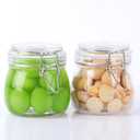 Glass Containers With Lids 16 Oz Wide Mouth Airtight Jars With Locking Lids 2 Pack Food Storage Canisters For Pantry Fridge Kitchen Rubber Sealed Glass Jars For Cereal, Oats, Sugar, Flour,Nuts,Candy