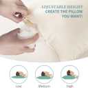 Adjustable Organic Pillow 20x36 with Organic Cotton Pillowcase &Shell, 20x36in