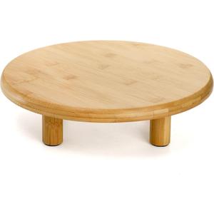 Cididu 12 Inch Bamboo Cake Stand, 3.3''H Round Pedestal Tray, Decorative Display Risers with Legs, Dessert Plate Holder Tray for Birthday Wedding Baby Shower Tea Party Table Display Countertop