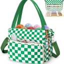 DALINDA Crochet Bag and Tote - Yarn Bag Crochet Storage Bag for Crochet Supplies, Crochet Accessories, Knitting Bag for Crochet Lovers, Ideal Crochet Gifts (Green Plaid)