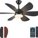 Black Ceiling Fans with Lights and Remote,42" Modern Bedroom Ceiling Fans Light with 6 Reversible Wood Blades,Small Fans with Light for Patio Kitchen