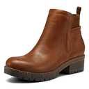 mysoft Women's Elastic Gore Lug Sole Chelsea Boots Slip On Platform Chunky Heel Ankle Booties, 9.5, Rufous