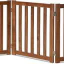 LZRS 3-Panel Wooden Free Standing Foldable Dog Gate Indoor  24" High,Step-Over Safety Pet Gate for Doorways, Stairs, Hallways, Indoor Dog Barrier for Small to Medium Dogs & Puppies, Oak
