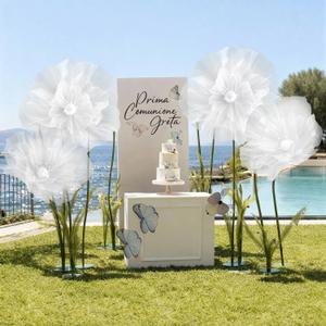 4 Pcs Wedding Giant Flowers Decorations 24 Inch 16 Inch 3D Large Silk Flowers Artificial Faux Floral Backdrop for Wedding Graduation Bridal Shower Birthday Party Supplies(White)
