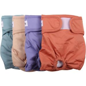 Vecomfy Reusable Female Dog Diapers for Large Dogs,(4 Pack) Easy Absorbent Medium Doggie Diapers for Peeing,in Heat,Dog Period Panties,XL