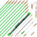 FTIHTRY 14FT Fiberglass Running Electrical Wire Glow Rods Wire Pulling with 8 Different Attachments, Fish Rods Electrical Kit and Fish Tape Wire Puller