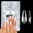 Luckyfairy Medium Gel x Coffin Nail Tips, 240pcs Soft Gel Pre-Shaped Acrylic Fake Nails, Half Matte Full Cover Clear Press on Flase Nail Tips for Extension Nail Manicure Home DIY 12 Sizes Gelly Tips