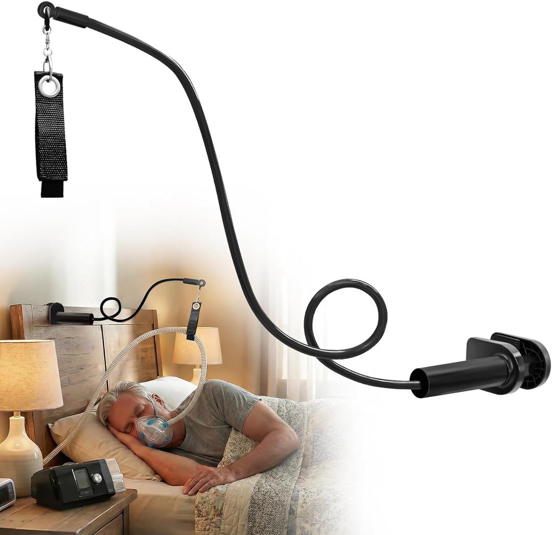 CPAP Hose Hanger,Adjustable CPAP Hose Holder,Thickened Anti-Slip Base,Prevents CPAP Tube Tangles & Blockage,Improves Breathing Efficiency,Portable CPAP Accessories Storage(Black)