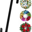 ZYSUN 12” Wreath Hanger Over the Door Hooks, Non Scratch Wreath Door Hanger Hooks for Hanging Welcome Sign, Metal Wreath Hangers for Front Door Décor, Thin Door Hanger for Easter Halloween Home Decoration